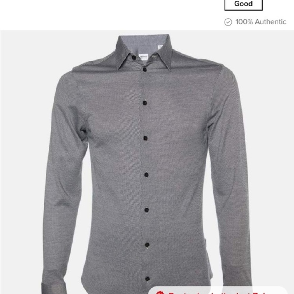 Armani Collezioni Black & White Cotton Knit Button Front Shirt XXL -